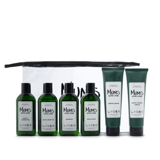 Starter Kit Set Mums With Love: Mums With Love, Hydrating, Body Lotion, 100 ml + Mums With Love, Hair Shampoo, For Cleansing, 100 ml + Mums With Love, Shower Gel, For All Skin Types, 100 ml + Mums With Love, Cleansing, Bath Oil, 100 ml + Happy Cheeks,…