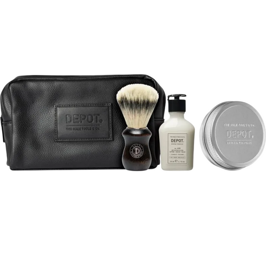Set Depot: 400 Shave Specifics No. 408, Classic Cologne, Moisturizing, After-Shave Balm, 50 ml + 400 Shave Specifics No. 412, Hydrating, Shaving Soap, 100 g + Accessories No. 731 Luxury, Artificial Fiber, Face Shaving Brush, Brown + The Male Tools, GWP…