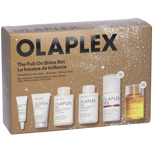 The Full-On Shine Set Olaplex: No.6 Bond Smoother, Hair Styling Cream, 100 ml + No.3 Hair Perfector, Hair Cream Treatment, For Revitalisation, 30 ml + No.4 Bond Maintenance, Hair Shampoo, Repairing & Strengthening, 30 ml + No. 0.5 Scalp Longevity…
