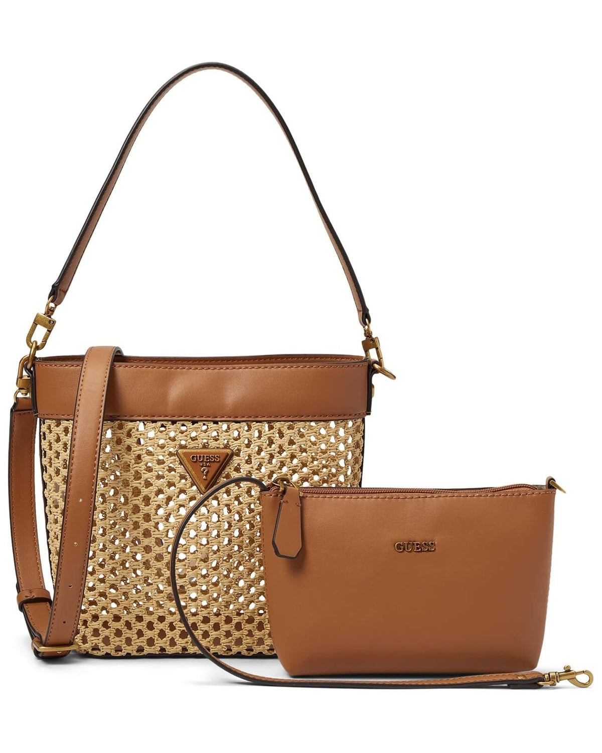 Guess, Vikky, Textile Bag, Tote, Cognac, For Women